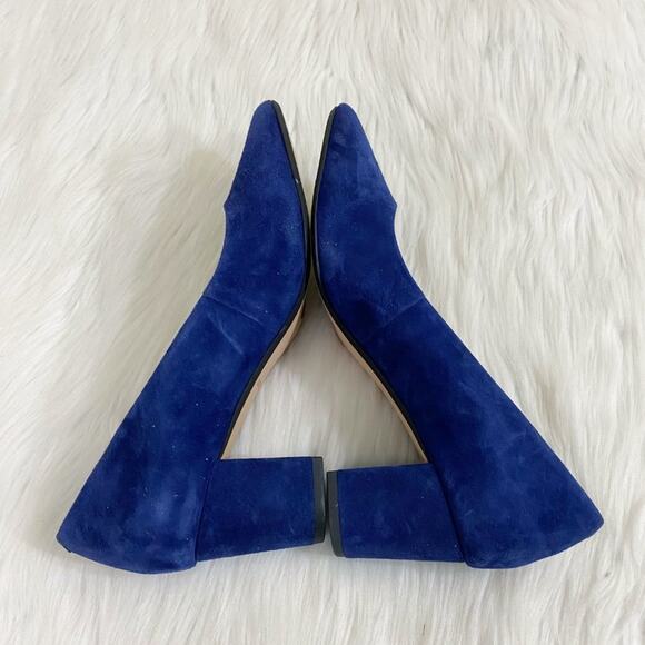 NWOB Corso Como Navy Blue Suede Pointy Toe Block Heel Pumps Women's US Size 6 - Picture 5 of 8